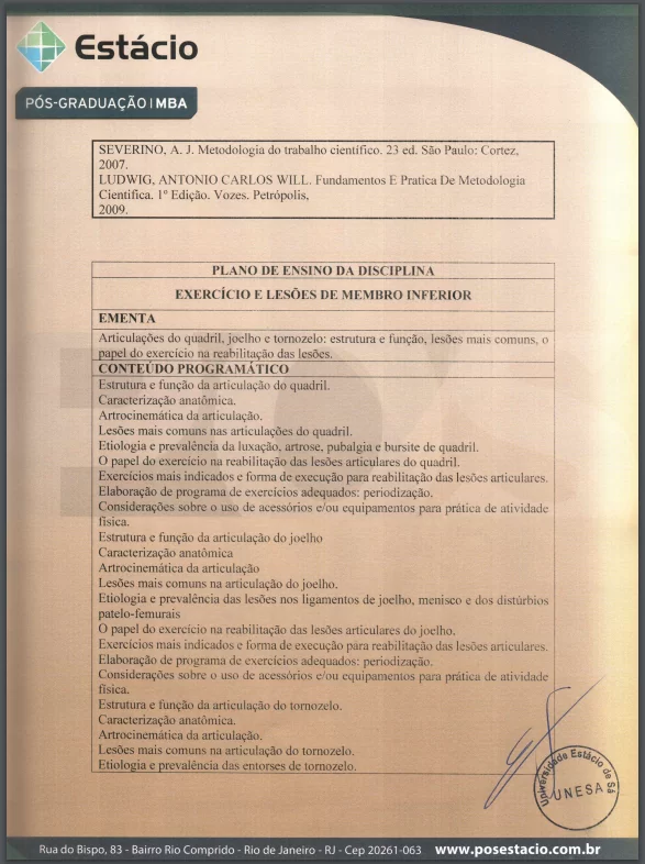 Tradução Juramentada de Ementas Universitárias para inglês
