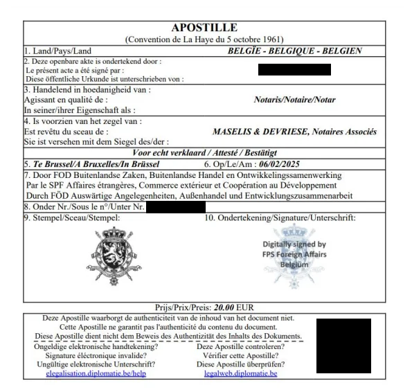 Apostila de Haia da Bélgica