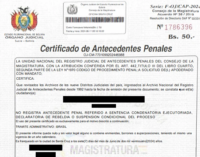 Apostila de Haia para documentos bolivianos